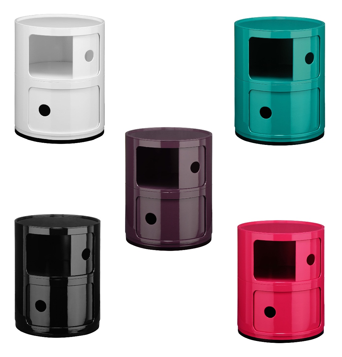 Funky Round 2 Tier Slide front Bathroom Bedroom Storage unit